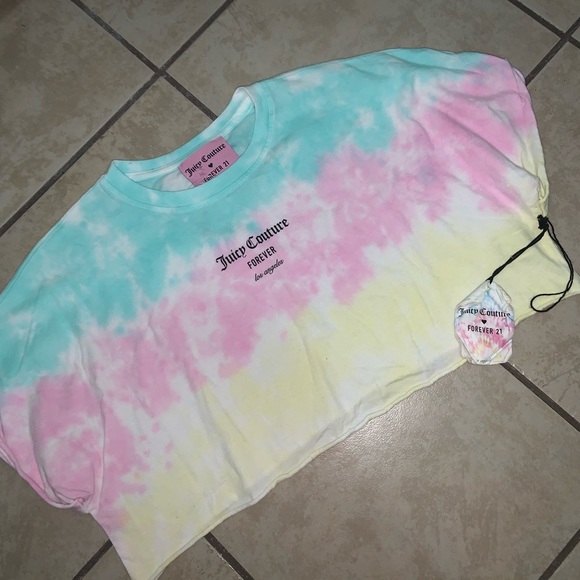 Juicy couture x forever 21 NWT crop tee S spring boho tie dye classic casual - Picture 2 of 4